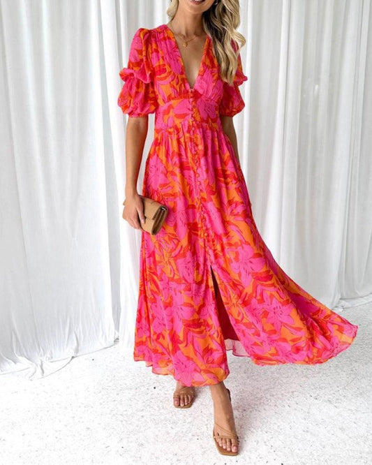 Derena | Robe Maxi Rouge Rose
